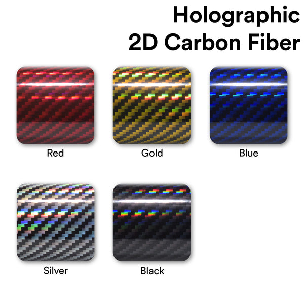 Holographic 2D Carbon Fiber Textured Silver Rainbow Vinyl Wrap
