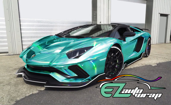 Holographic Polka Dot Teal Rainbow Vinyl Wrap