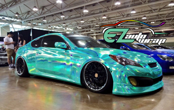 Holographic Polka Dot Teal Rainbow Vinyl Wrap