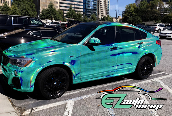 Holographic Polka Dot Teal Rainbow Vinyl Wrap