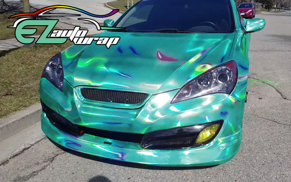 Holographic Polka Dot Teal Rainbow Vinyl Wrap