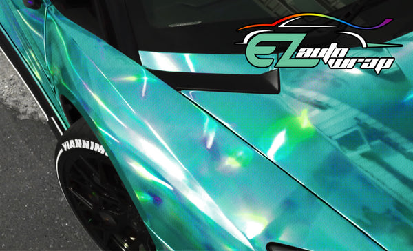 Holographic Polka Dot Teal Rainbow Vinyl Wrap