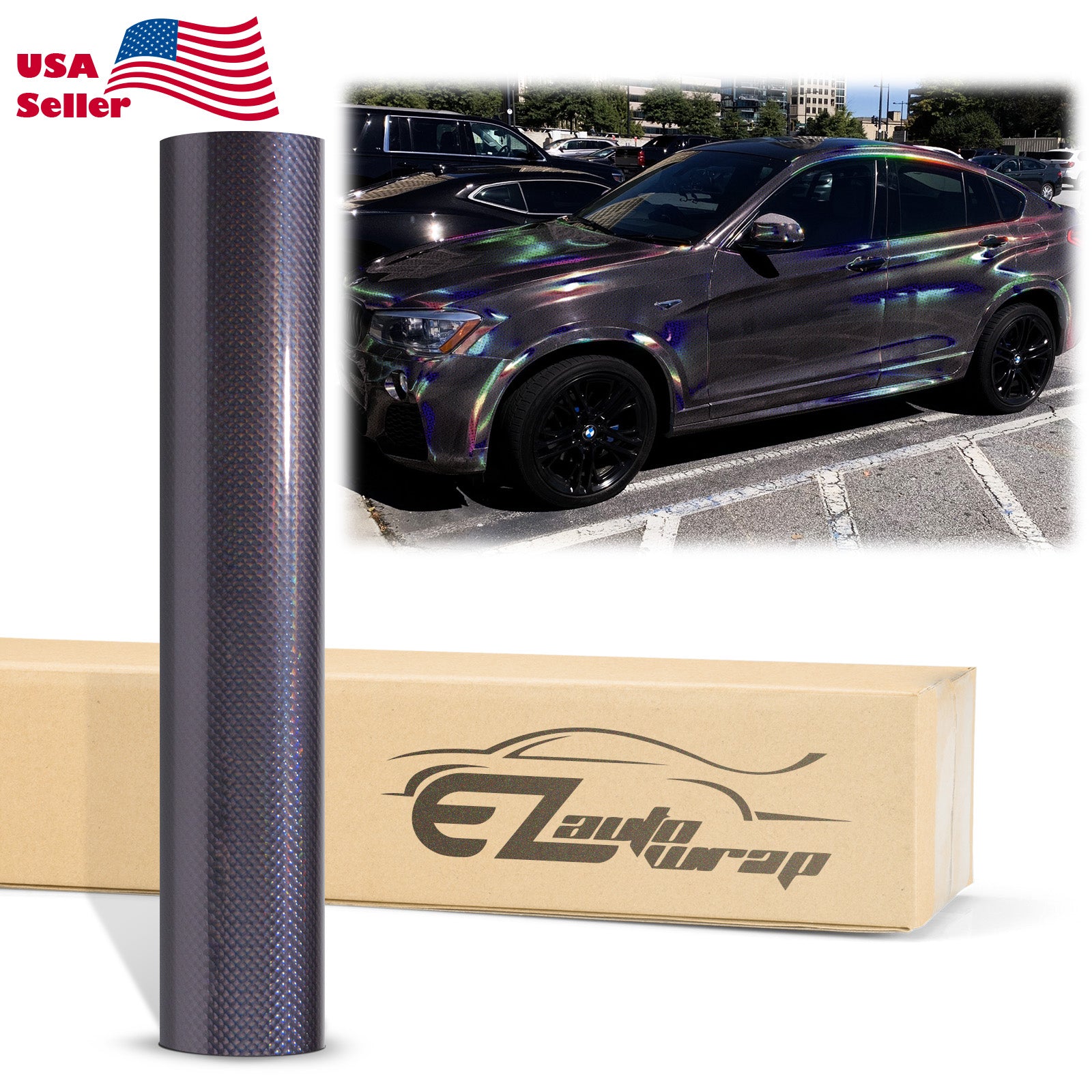 Holographic Polka Dot Black Rainbow Vinyl Wrap