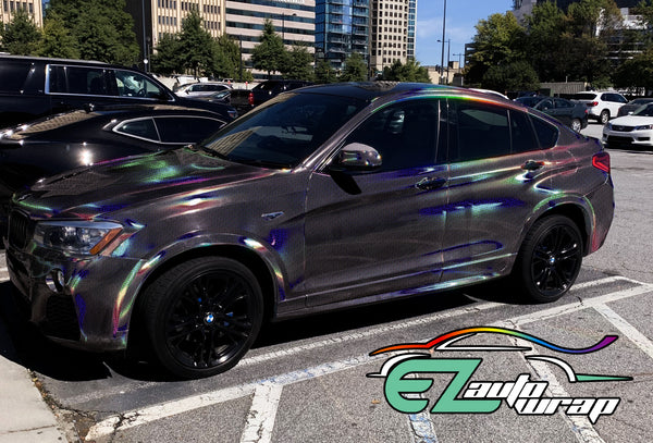 Holographic Polka Dot Black Rainbow Vinyl Wrap