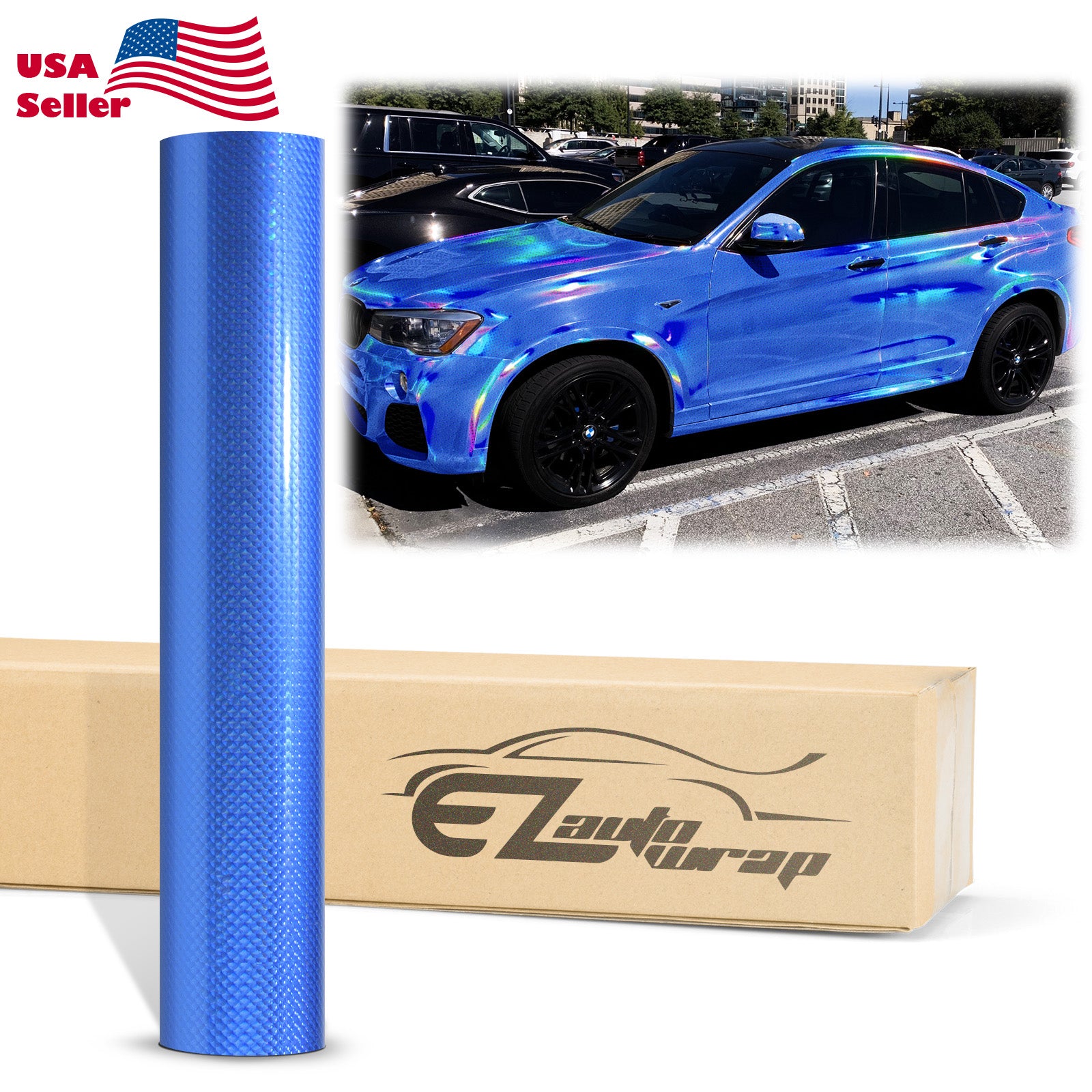 Holographic Polka Dot Blue Rainbow Vinyl Wrap