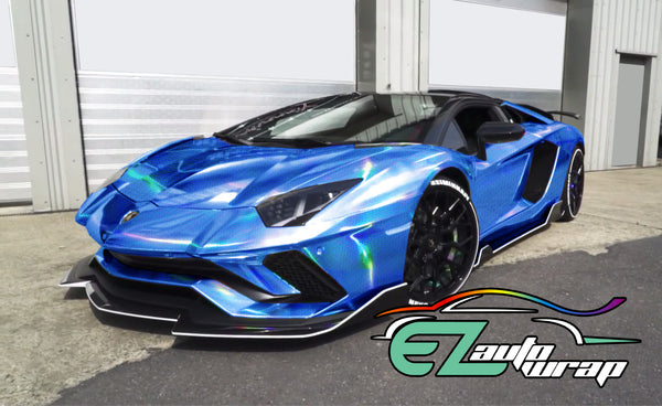 Holographic Polka Dot Blue Rainbow Vinyl Wrap