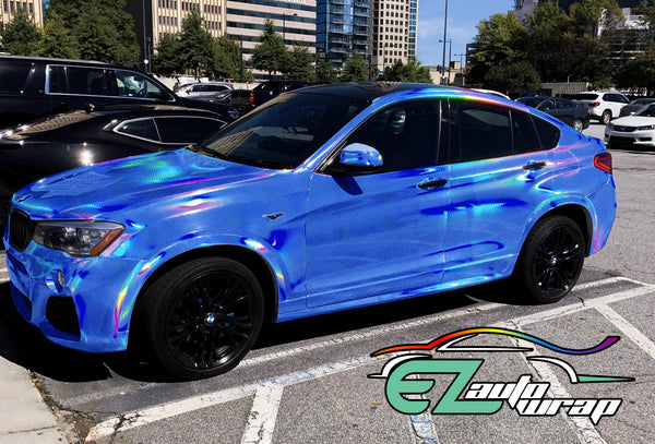 Holographic Polka Dot Blue Rainbow Vinyl Wrap