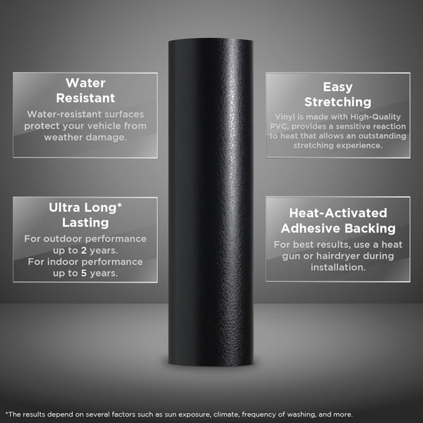 Leather Texture Black Vinyl Wrap