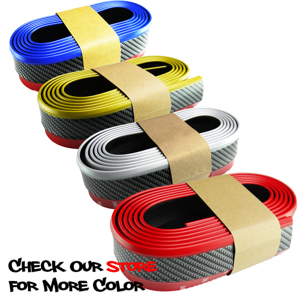 Front Bumper Rubber Lip Carbon Fiber Textured 2 Tone Colors (Blue Black / Red Black / Gray Black / Yellow Black)
