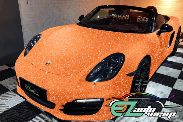 Matte Glitter Orange Vinyl Wrap