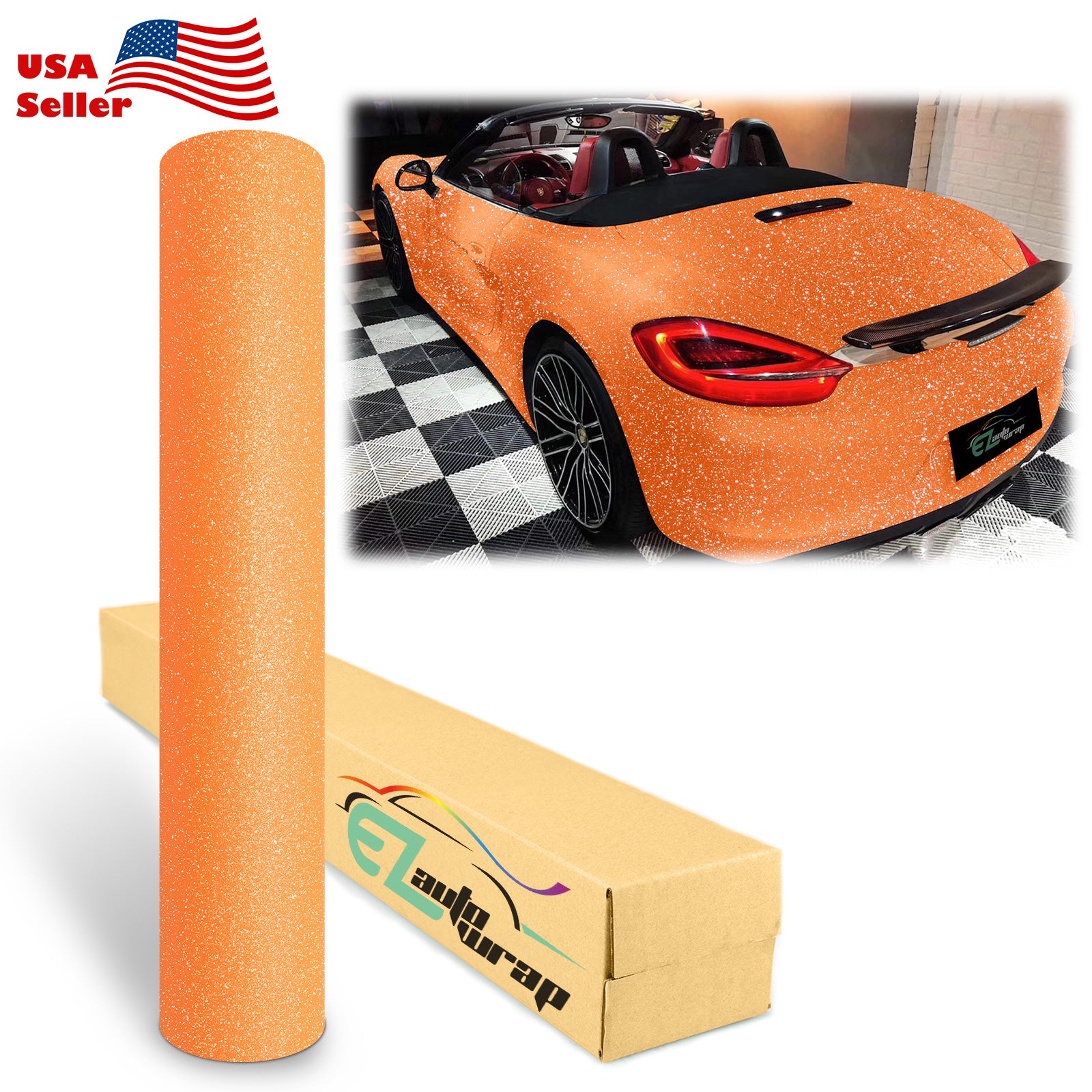 Matte Glitter Orange Vinyl Wrap
