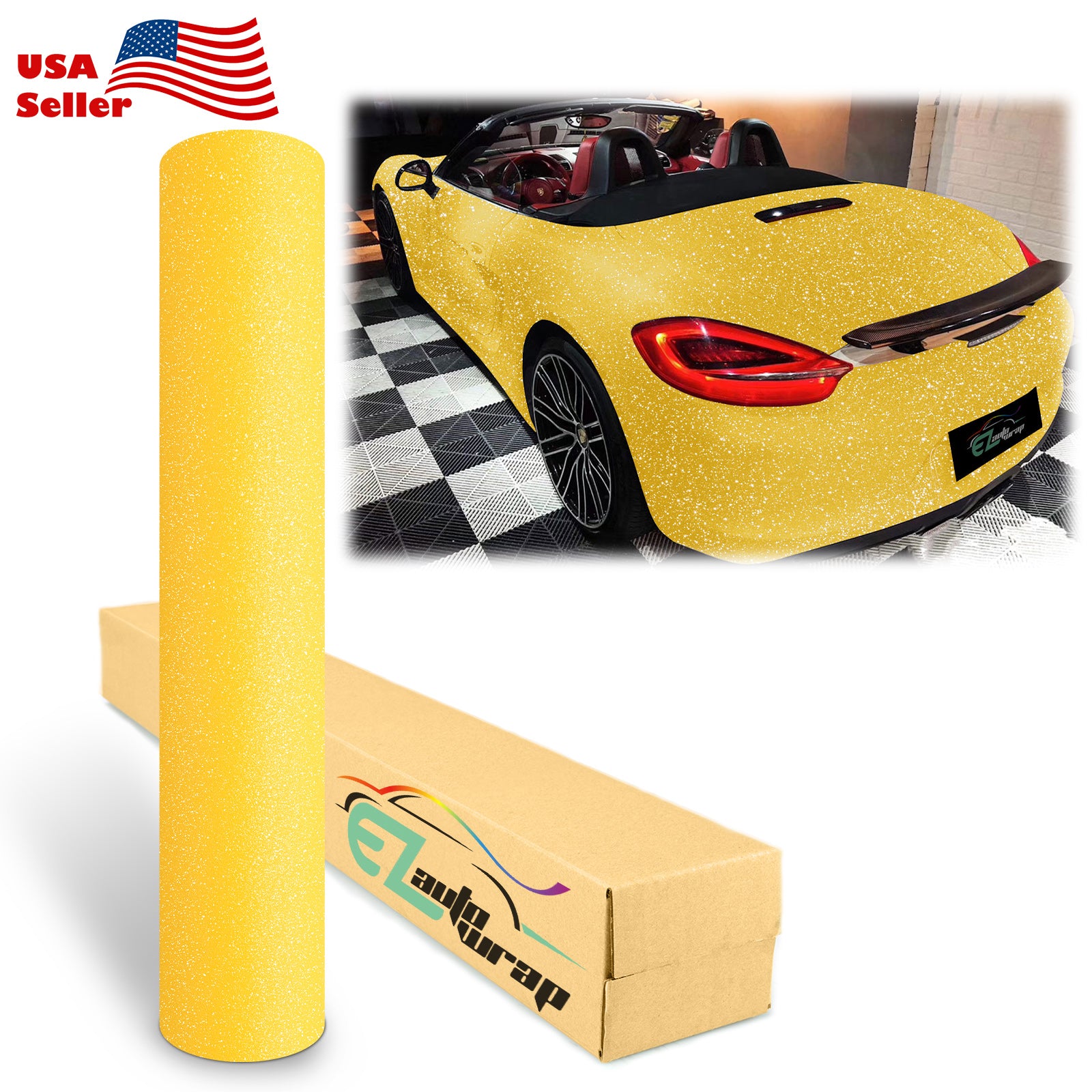 Matte Glitter Yellow Vinyl Wrap