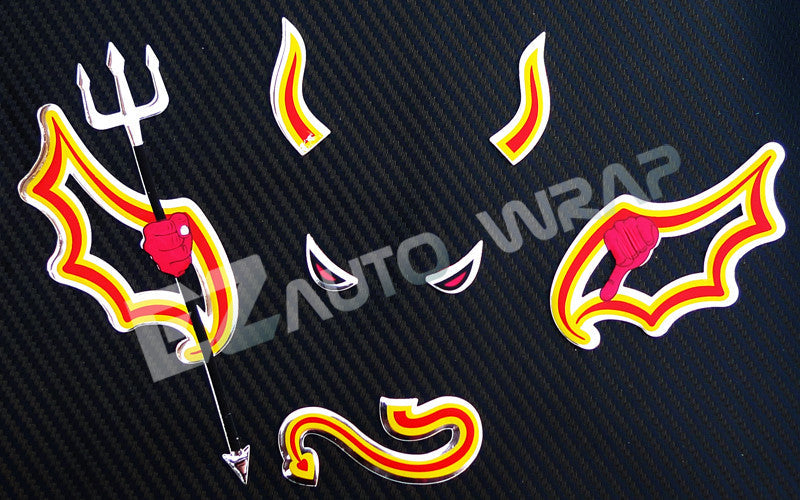 3D Teufel Auto Aufkleber Embleme Sticker Devil Demon Silber