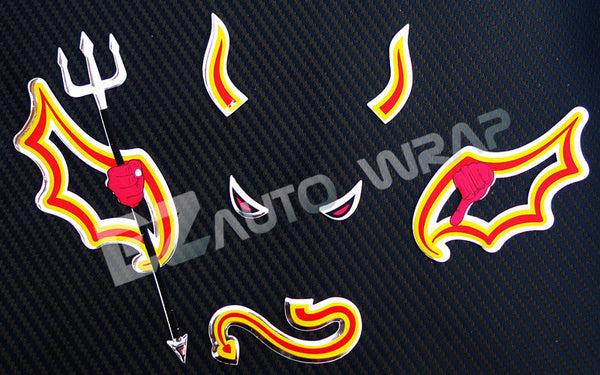 3D Devil Demon Decal Sticker Emblem (Chrome / Gold / Red / 2n Gen)