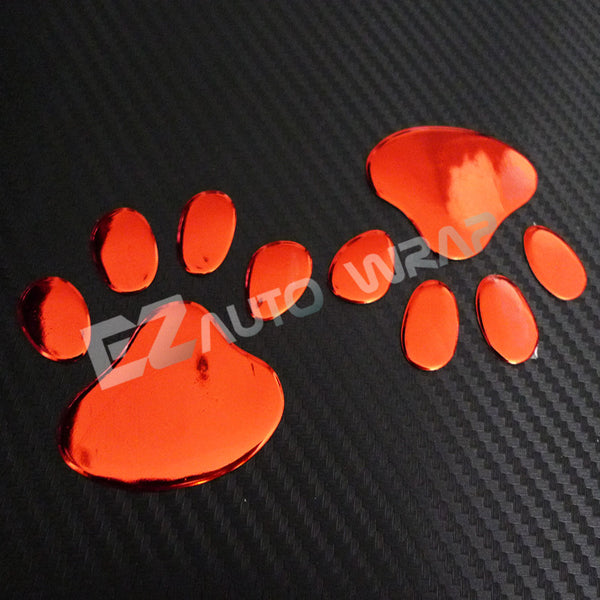 3D Paw Decal Sticker Emblem (Bear Paw Chrome / Bear Paw Gold / Bear Paw Red / Dog Paw Chrome / Dog Paw Gold / Dog Paw Red)