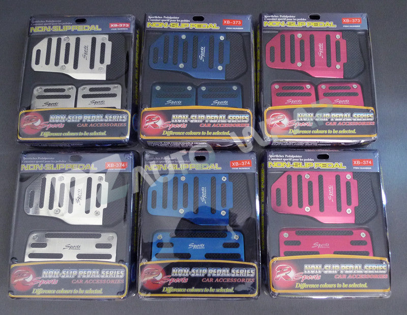 eufab sport pedal set Universal Aluminum Auto Pedal Set (Blue / Red / Silver)
