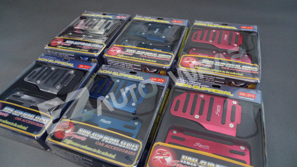 Universal Aluminum Manual Pedal Set (Blue / Red / Silver)