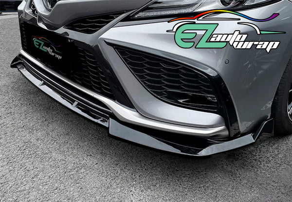 3pcs Front Bumper Lip For Toyota Camry Sport 2021 PC-89421 (Carbon Fiber Textured Black / Gloss Black / Matte)