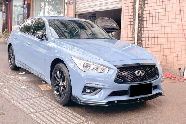 3pcs Front Bumper Lip For Infiniti Q50 Base 2018-2020 PC-89512 (Carbon Fiber Textured Black / Gloss Black / Matte Black)