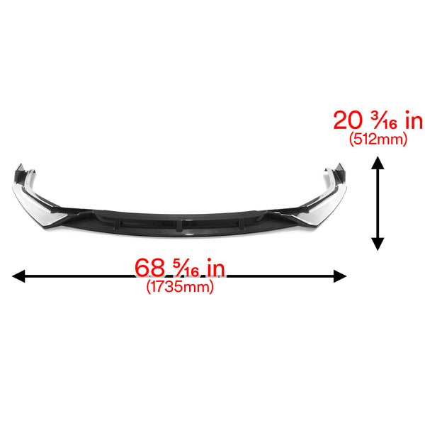 3pcs Front Bumper Lip For Honda Civic Sedan 2019-2020 PC89513 (Carbon Fiber Textured Black / Gloss Black / Matte Black)