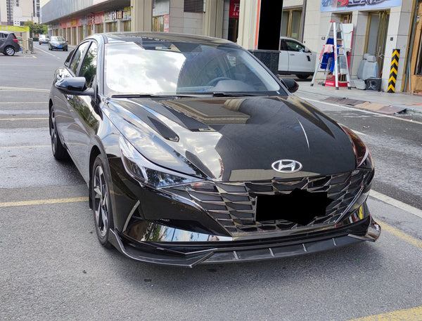3pcs Front Bumper Lip For Hyundai Elantra 2021 PC-89543 (carbon Fiber Textured Black / Gloss Black / Matte Black)