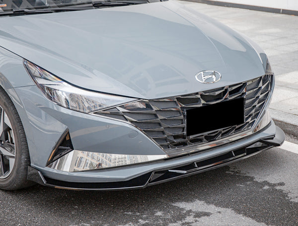 3pcs Front Bumper Lip For Hyundai Elantra 2021 PC-89543 (carbon Fiber Textured Black / Gloss Black / Matte Black)