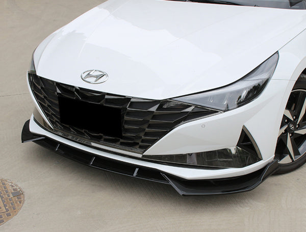 3pcs Front Bumper Lip For Hyundai Elantra 2021 PC-89543 (carbon Fiber Textured Black / Gloss Black / Matte Black)