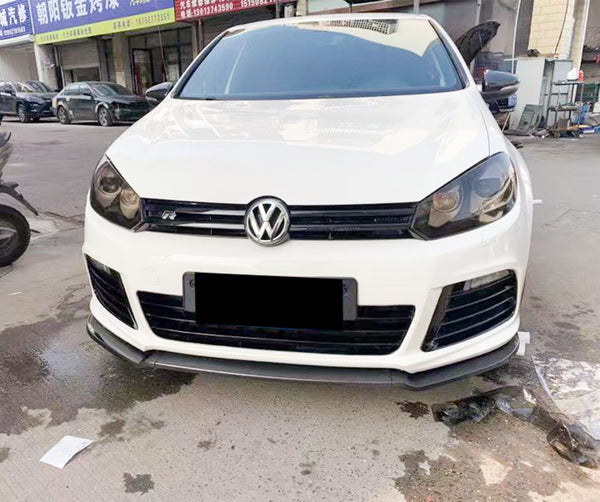 3pcs Front Bumper Lip For Volkswagen Golf 6 GTI Base 2010-2013 PC-89556 (Carbon Fiber Textured Black / Gloss Black / Matte Black)