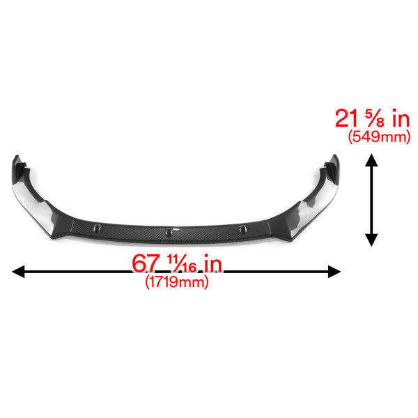3pcs Front Bumper Lip For Volkswagen Golf 6 GII 2010-2013 PC-89565 (Carbon Fiber Textured Black / Gloss Black / Matte Black)