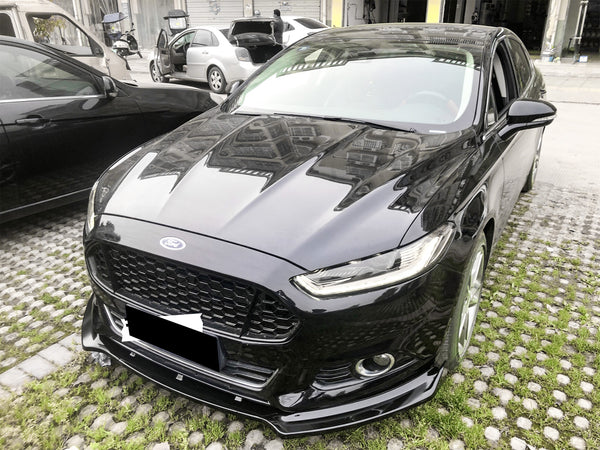 3pcs Front Bumper Lip For Ford Fusion Mondeo 2013-2016 PC-89569 (Carbon Fiber Textured Black / Gloss Black / Matte Black)