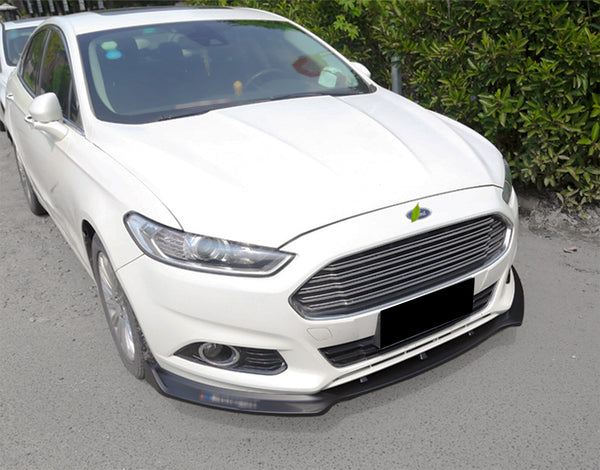 3pcs Front Bumper Lip For Ford Fusion Mondeo 2013-2016 PC-89569 (Carbon Fiber Textured Black / Gloss Black / Matte Black)