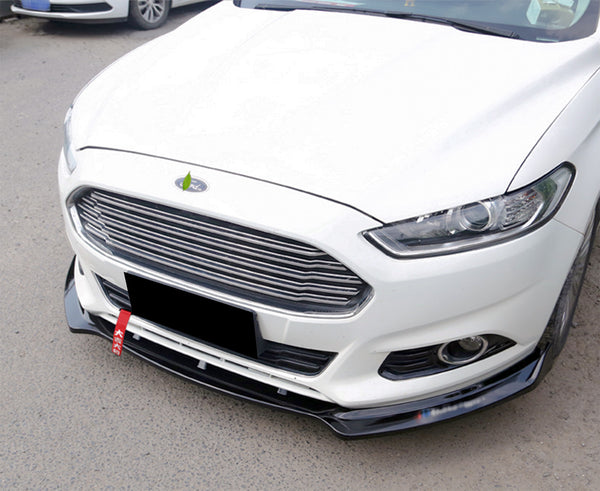 3pcs Front Bumper Lip For Ford Fusion Mondeo 2013-2016 PC-89569 (Carbon Fiber Textured Black / Gloss Black / Matte Black)