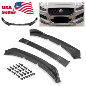 3pcs Front Bumper Lip For Jaguar XE 2017-2018 PC-89572 (Carbon Fiber Textured Black / Gloss Black / Matte Black)