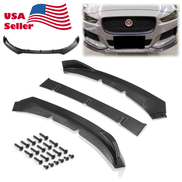 3pcs Front Bumper Lip For Jaguar XE 2017-2018 PC-89572 (Carbon Fiber Textured Black / Gloss Black / Matte Black)