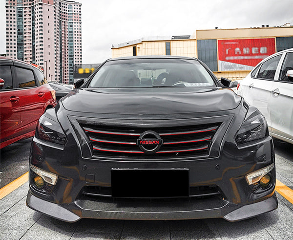 3pcs Front Bumper Lip For Nissan Altima 2013-2015 PC-89578 (Carbon Fiber Textured Black / Gloss Black / Matte Black)