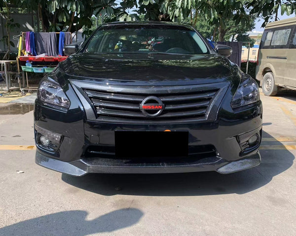 3pcs Front Bumper Lip For Nissan Altima 2013-2015 PC-89578 (Carbon Fiber Textured Black / Gloss Black / Matte Black)