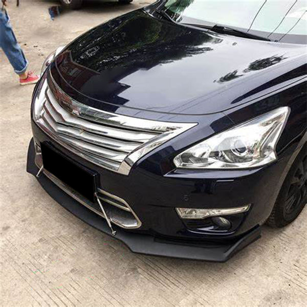 3pcs Front Bumper Lip For Nissan Altima 2013-2015 PC-89578 (Carbon Fiber Textured Black / Gloss Black / Matte Black)