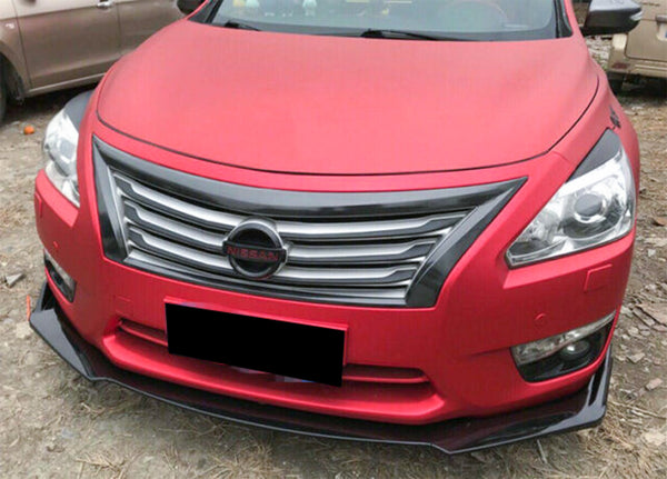 3pcs Front Bumper Lip For Nissan Altima 2013-2015 PC-89578 (Carbon Fiber Textured Black / Gloss Black / Matte Black)