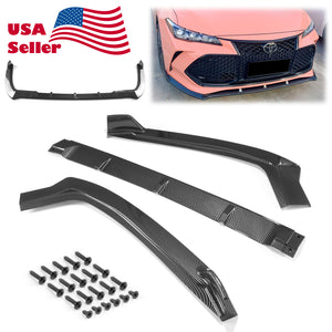 3pcs Front Bumper Lip For Toyota Avalon 2019-2022 PC-89585 (Carbon Fiber Textured Black / Gloss Black / Matte Black)