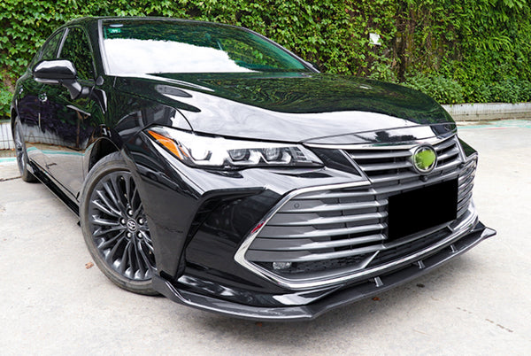 3pcs Front Bumper Lip For Toyota Avalon 2019-2022 PC-89585 (Carbon Fiber Textured Black / Gloss Black / Matte Black)