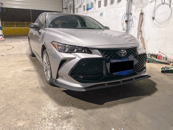 3pcs Front Bumper Lip For Toyota Avalon 2019-2022 PC-89585 (Carbon Fiber Textured Black / Gloss Black / Matte Black)