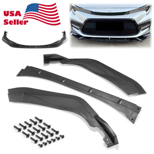 3pcs Front Bumper Lip For Toyota Corolla SE 2020 PC-89593 (Carbon Fiber Textured Black / Gloss Black / Matte Black)