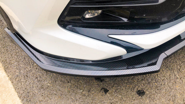 3pcs Front Bumper Lip for Toyota Camry 2018-2019 SE XSE PC-89628 (Carbon Fiber Textured Black / Gloss Black / Matte Black)