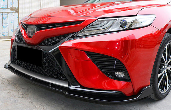 3pcs Front Bumper Lip for Toyota Camry 2018-2019 SE XSE PC-89628 (Carbon Fiber Textured Black / Gloss Black / Matte Black)