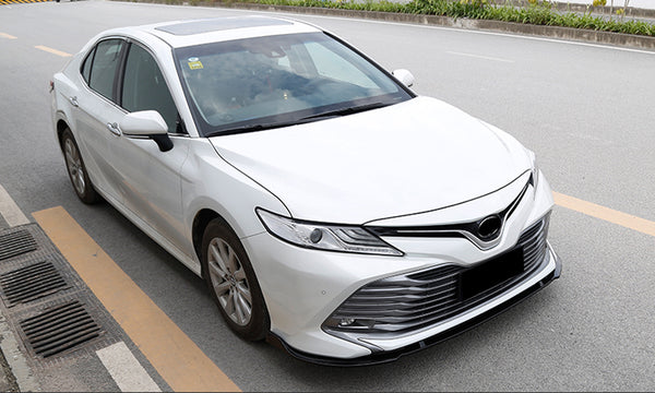 3pcs Front Bumper Lip for Toyota Camry 2018-2019 SE XSE PC-89628 (Carbon Fiber Textured Black / Gloss Black / Matte Black)