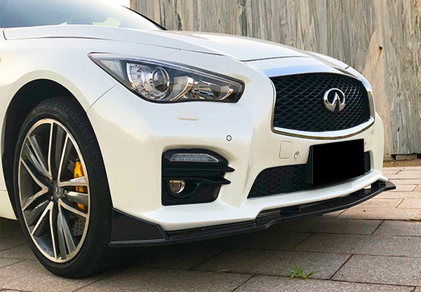 3pcs Front Bumper Lip for Infiniti Q50 Sport 2014-2017 PC-89630 (Carbon Fiber Textured Black / Gloss Black / Matte Black)