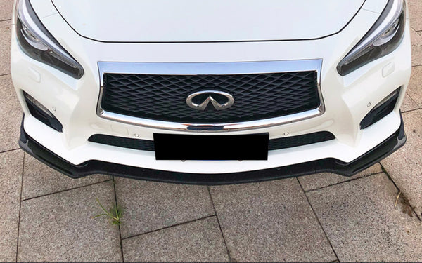 3pcs Front Bumper Lip for Infiniti Q50 Sport 2014-2017 PC-89630 (Carbon Fiber Textured Black / Gloss Black / Matte Black)