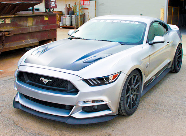 3pcs Front Bumper Lip for Ford Mustang 2015-2017 PC-89661 (Carbon Fiber Textured Black / Gloss Black / Matte Black)