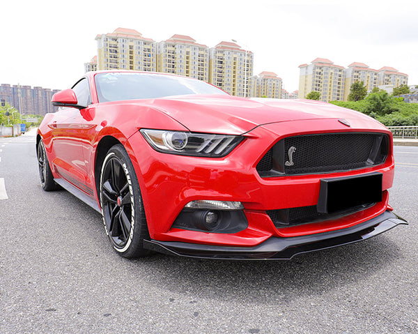 3pcs Front Bumper Lip for Ford Mustang 2015-2017 PC-89661 (Carbon Fiber Textured Black / Gloss Black / Matte Black)