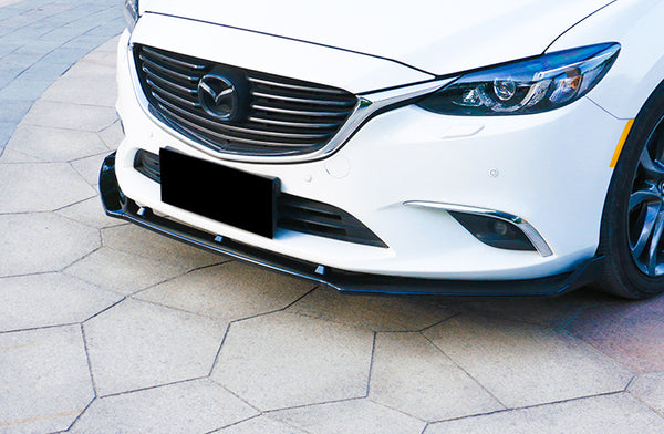 3pcs Front Bumper Lip for Mazda 6 2014-2018 PC-89665 (Carbon Fiber Textured Black / Gloss Black / Matte Black)
